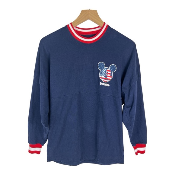 Disneyland Sz XS Spirit Jersey Tee American Flag USA Navy Unisex - Picture 2 of 11